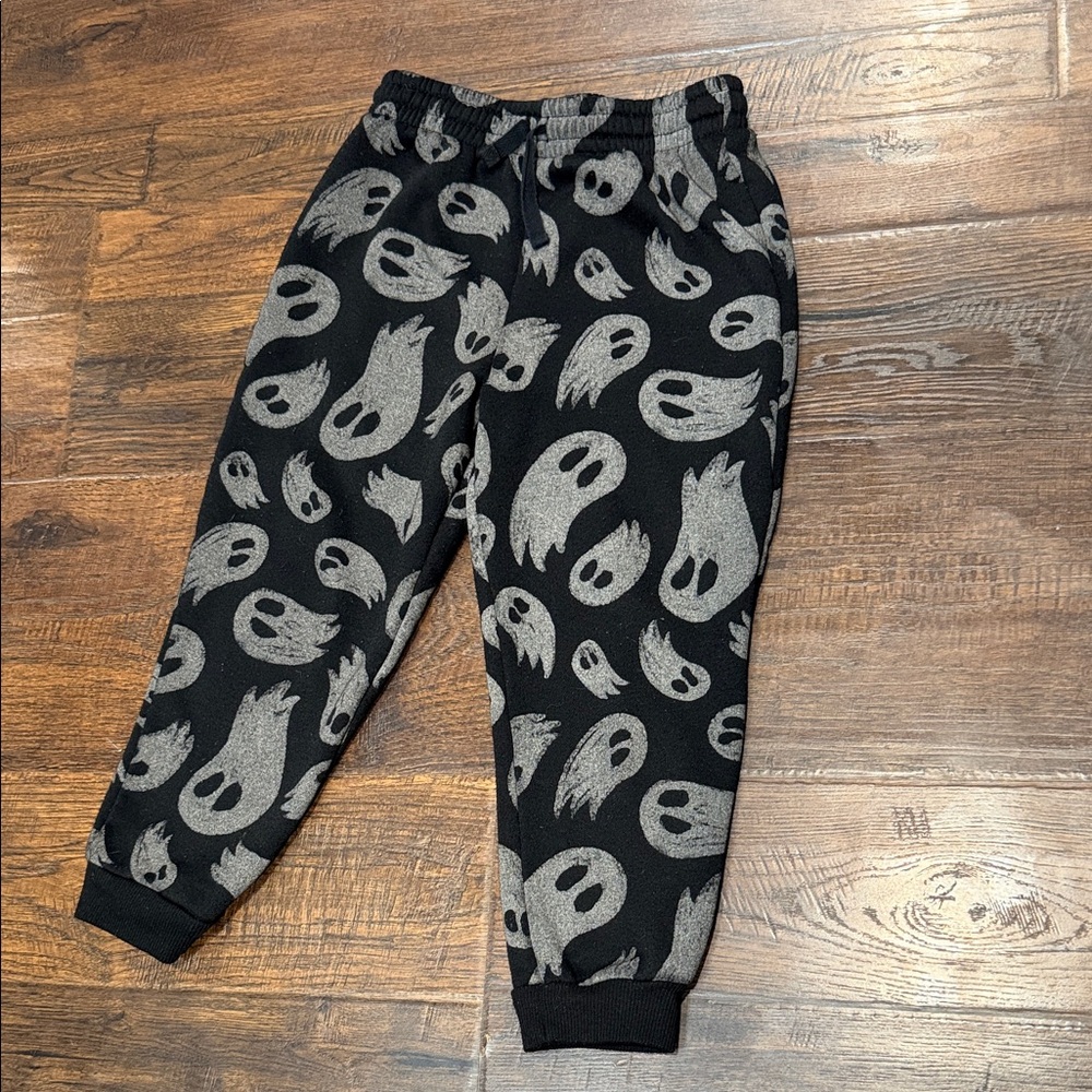 Kids Black Ghost Print Jogger Pants